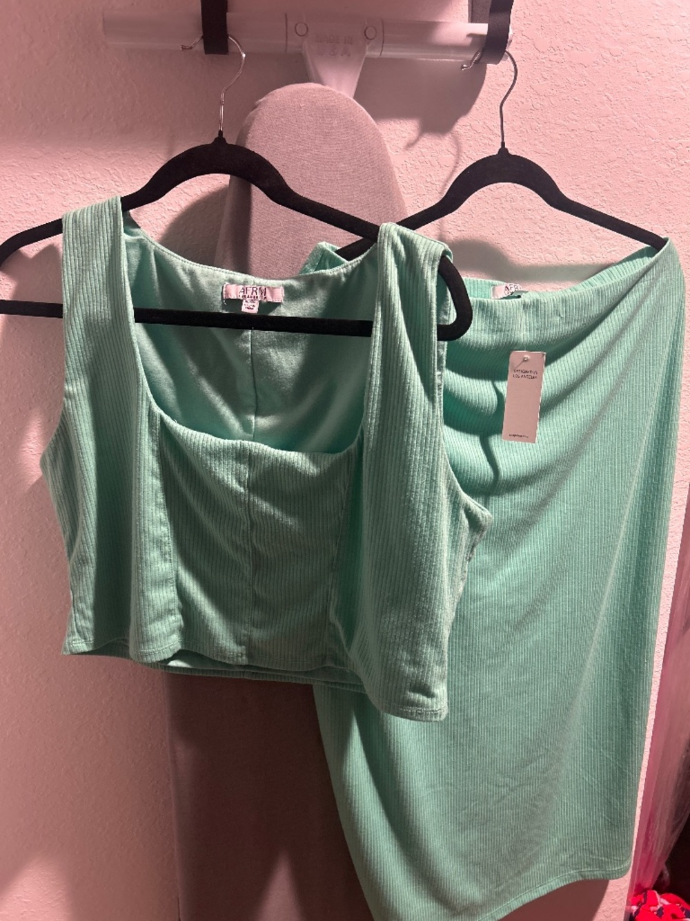 AFRM Green Ribbed Two Piece Outfit
